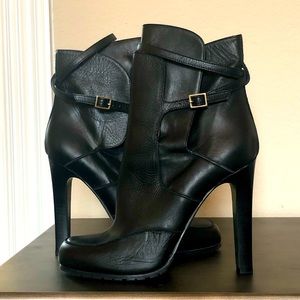 Black leather heeled booties - barely worn.